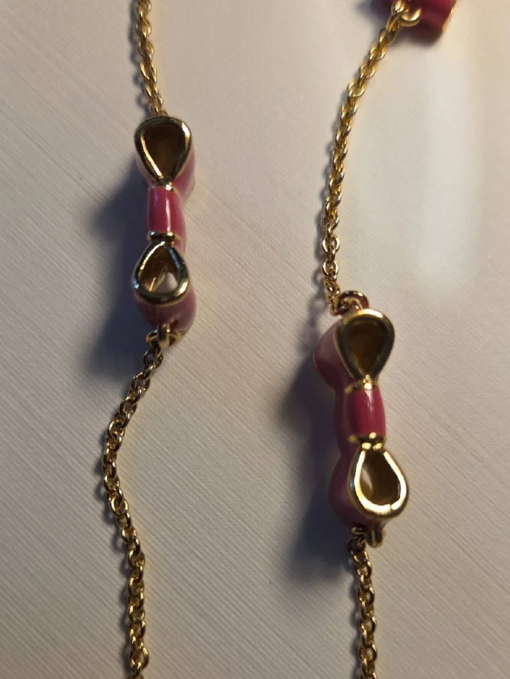 Kate Spade Set Pink Enamel Bow Necklace & Bangle Set